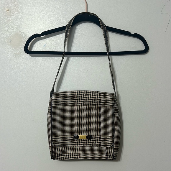 Lauren Ralph Lauren Houndstooth Crossbody Bag | Classic Plaid Satchel academia - Picture 2 of 7
